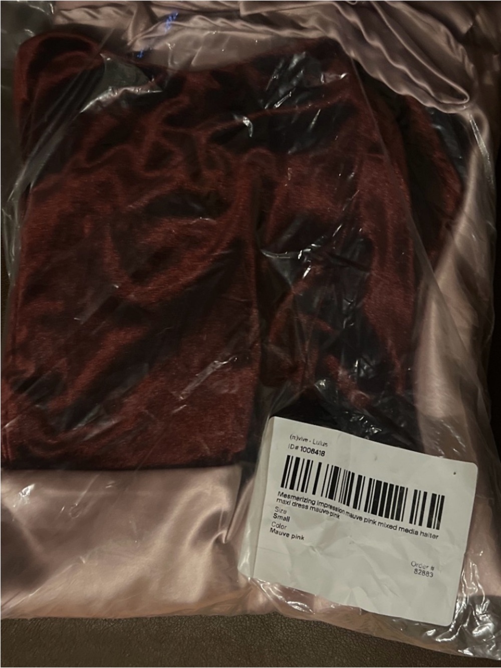 Lulu's Strapless Two-Tone Satin Gown in Wine and Blush - Picture 13 of 13